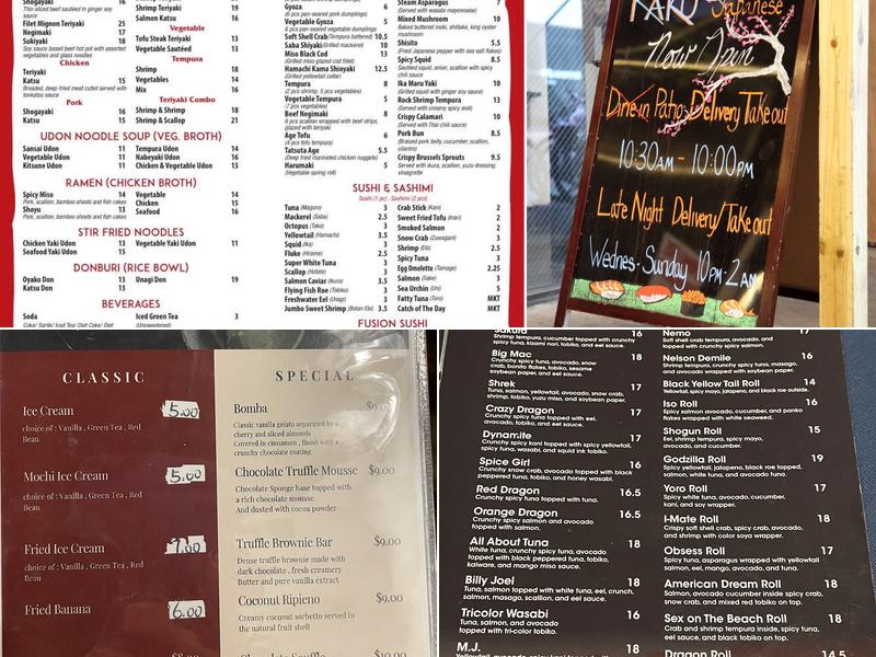 Raku It's Japanese Menu