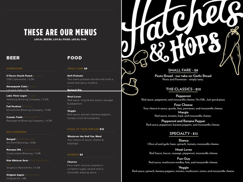 Hatchets & Hops Menu