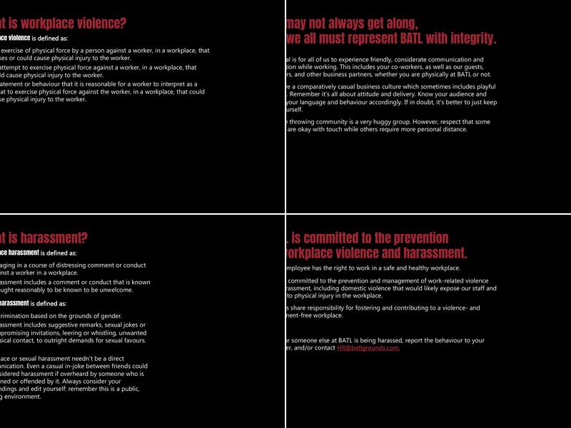 BATL Axe Throwing Menu