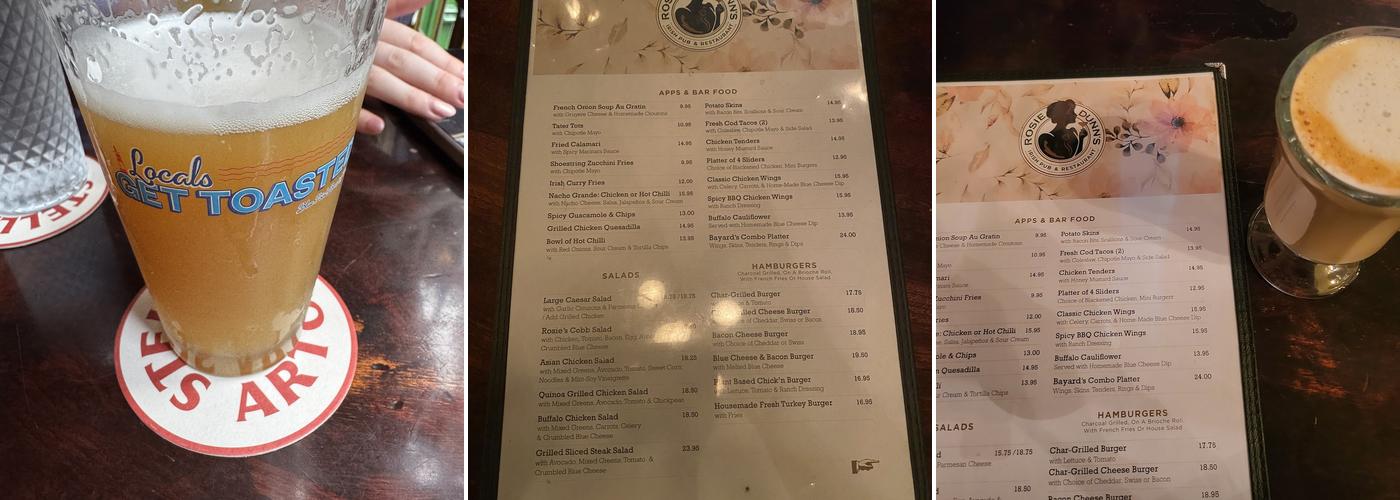 Rosie Dunn's Victorian Pub Menu