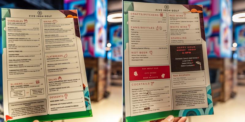 Five Iron Golf - Rittenhouse Menu