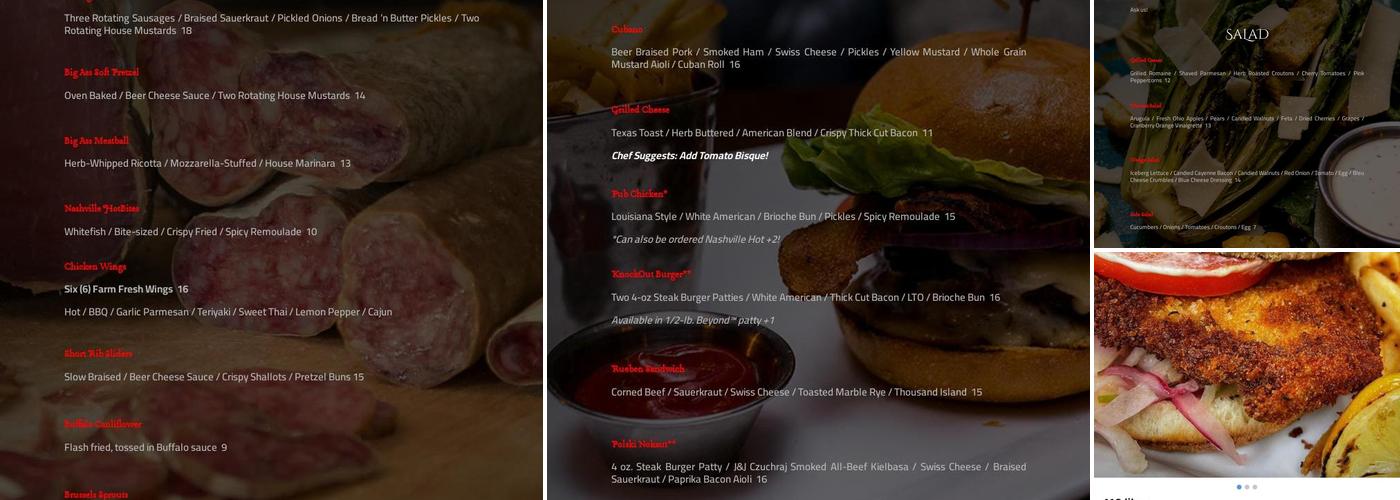 All Saints Public House Menu