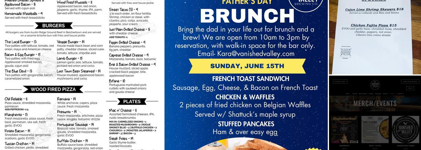 Vanished Valley Brewing Menu