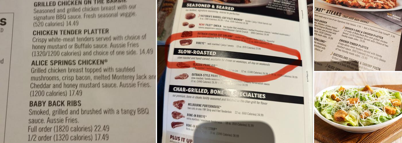 Outback Steakhouse Menu