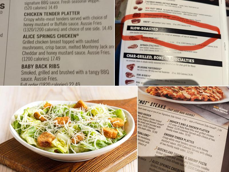 Outback Steakhouse Menu
