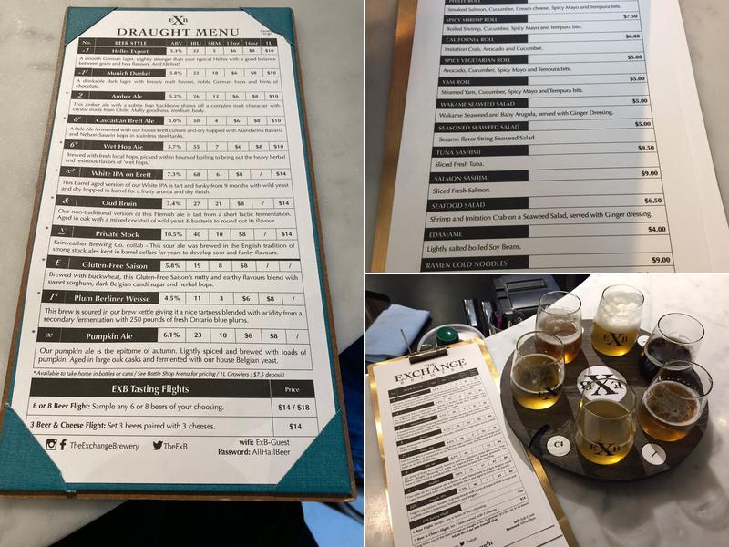 The Exchange Brewery Menu