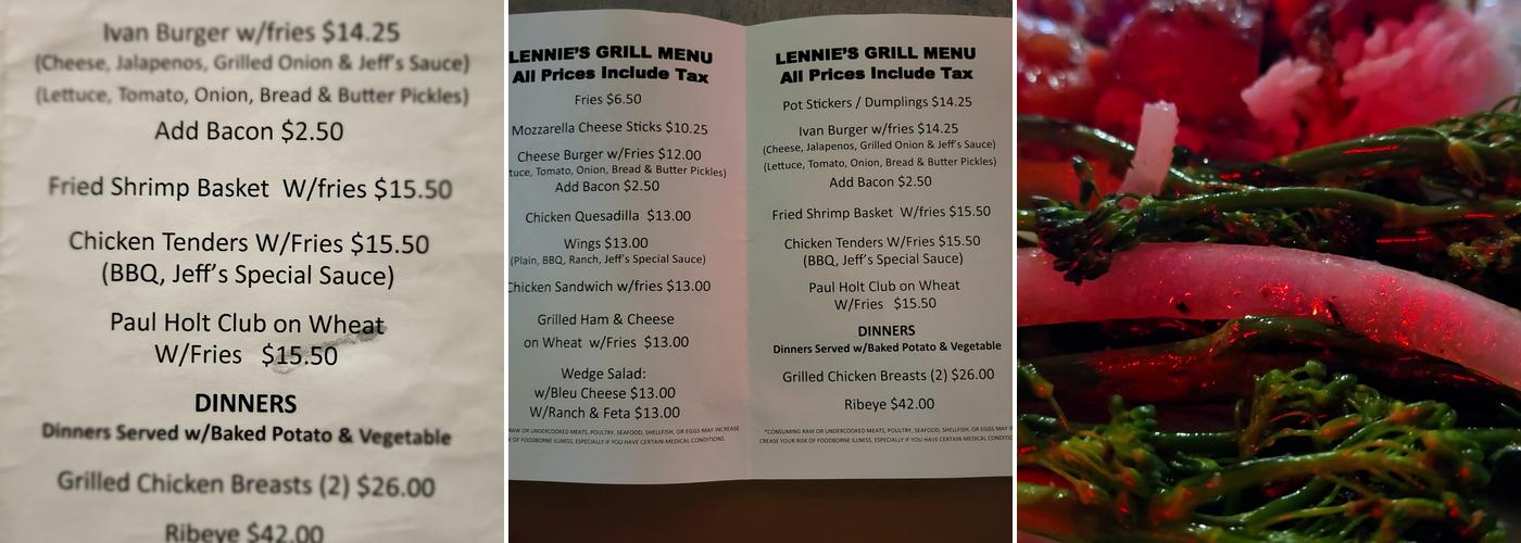 Lennie's Club & Grill Menu