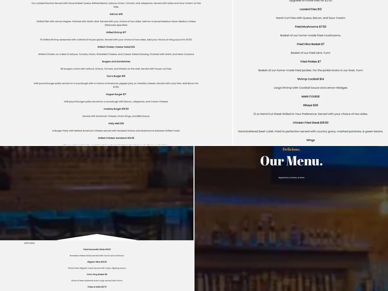 Doc's Bar & Grill Abilene Menu