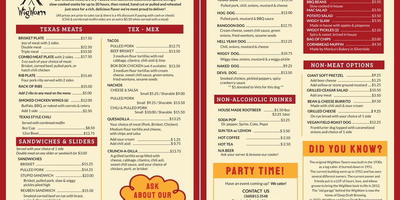 Deep Draft Brewing Menu