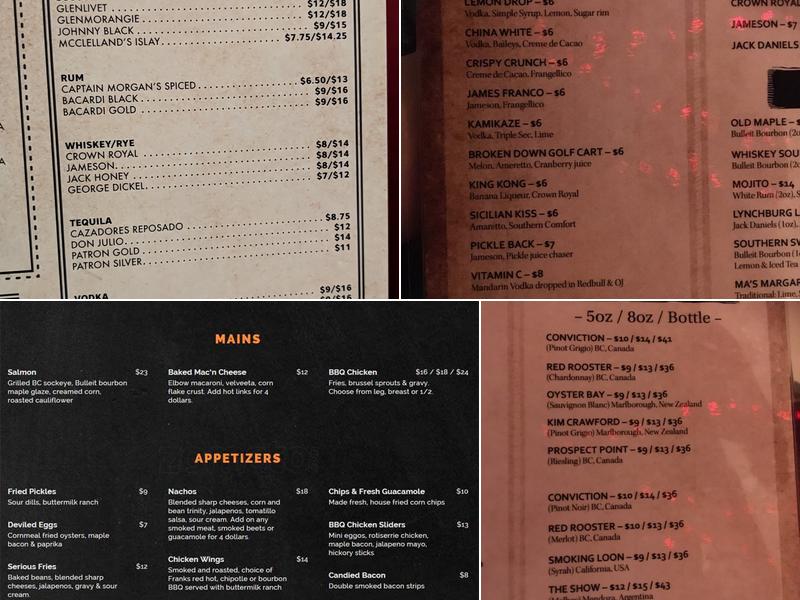 The Yale Saloon Menu