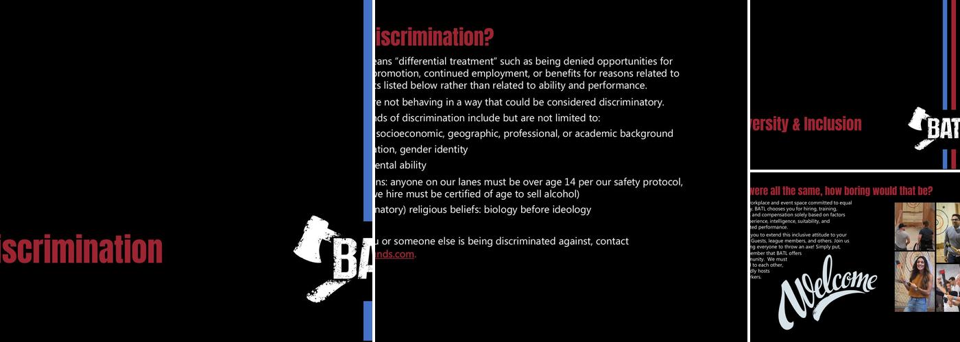 BATL Axe Throwing Menu