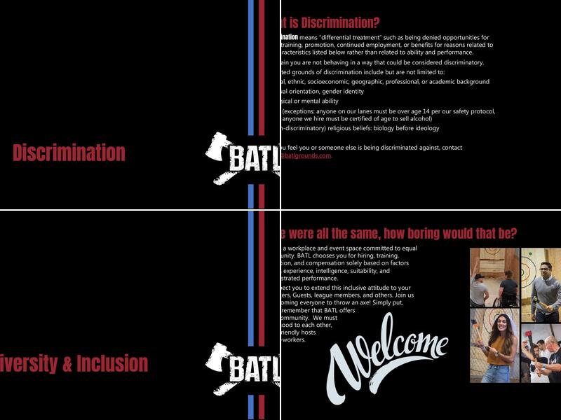 BATL Axe Throwing Menu