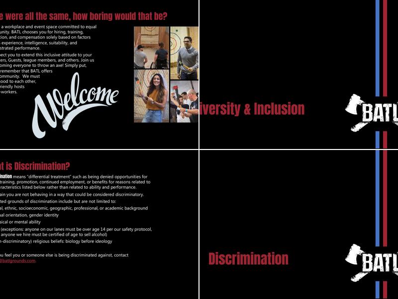BATL Axe Throwing Menu