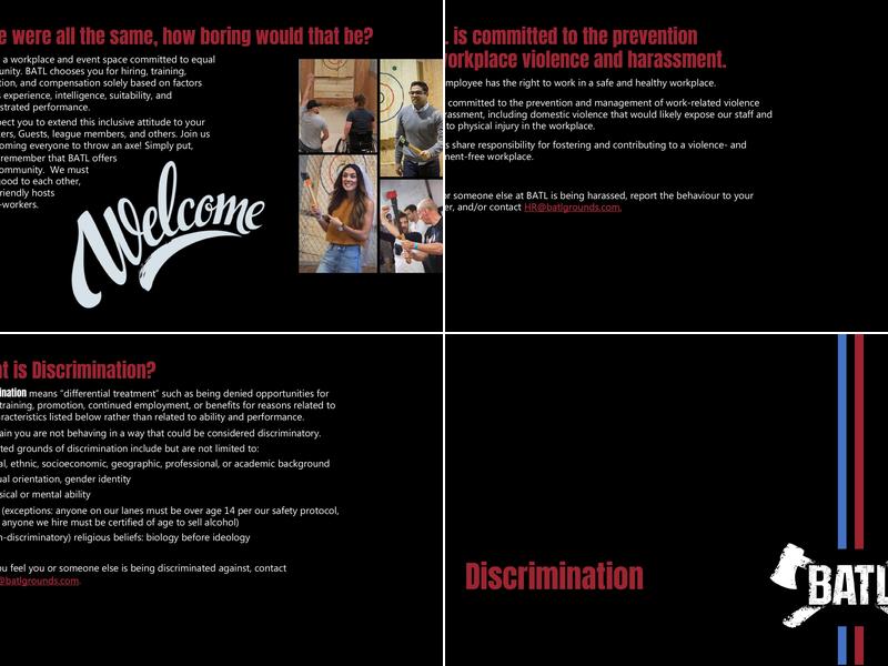 BATL Axe Throwing Menu