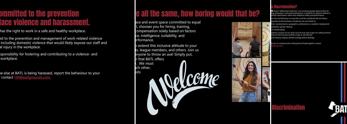 BATL Axe Throwing Menu