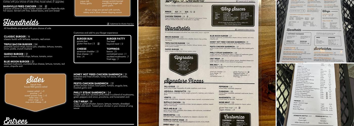 Bricks & Barley Menu