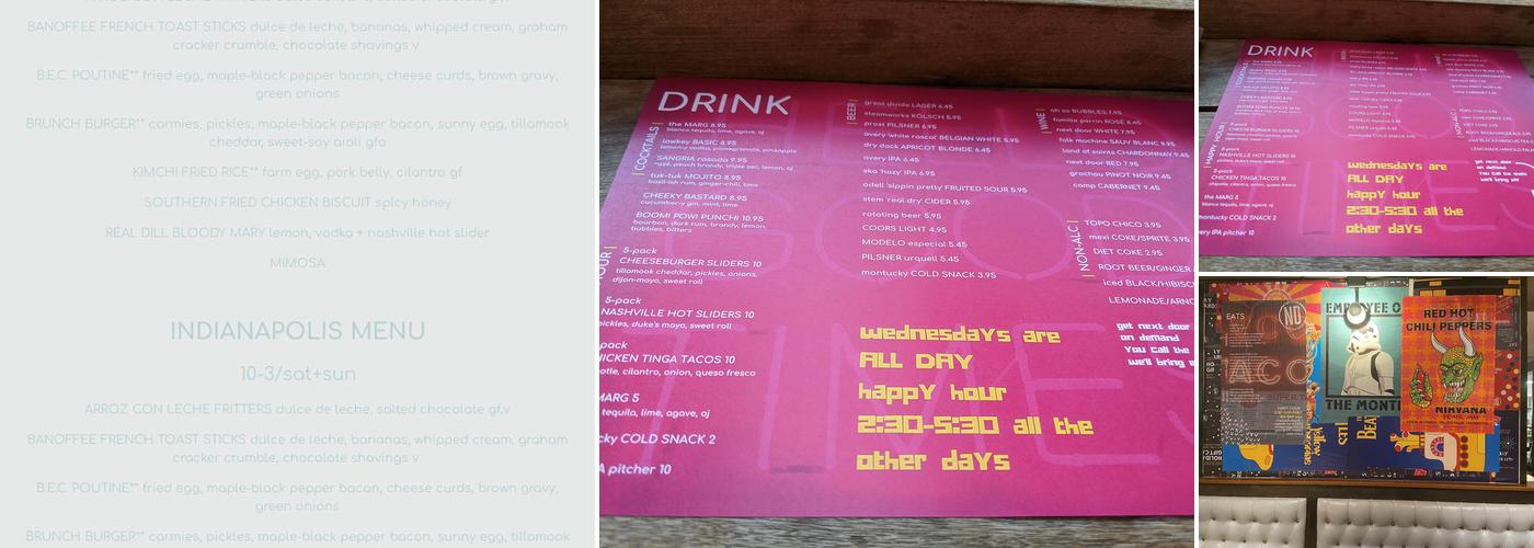 next door KITCHEN & BAR Menu