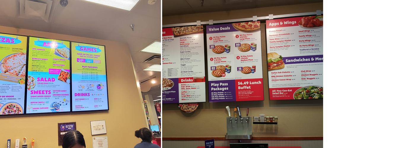 Chuck E. Cheese Menu
