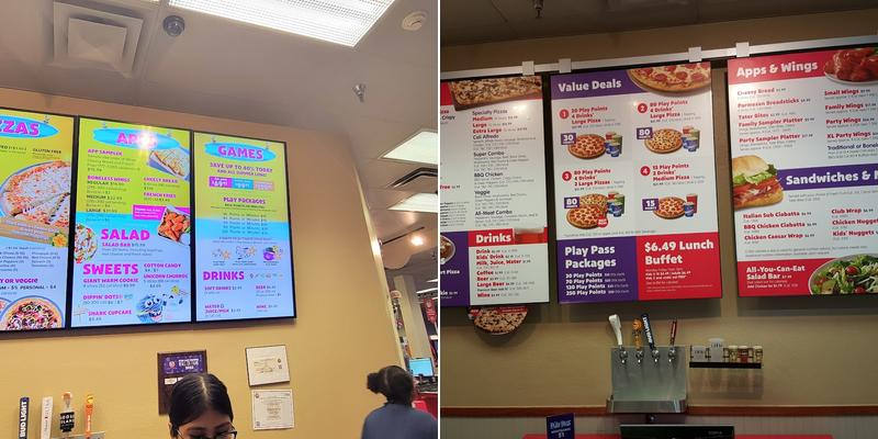 Chuck E. Cheese Menu