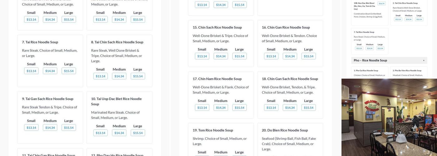 Pho Saigon Menu