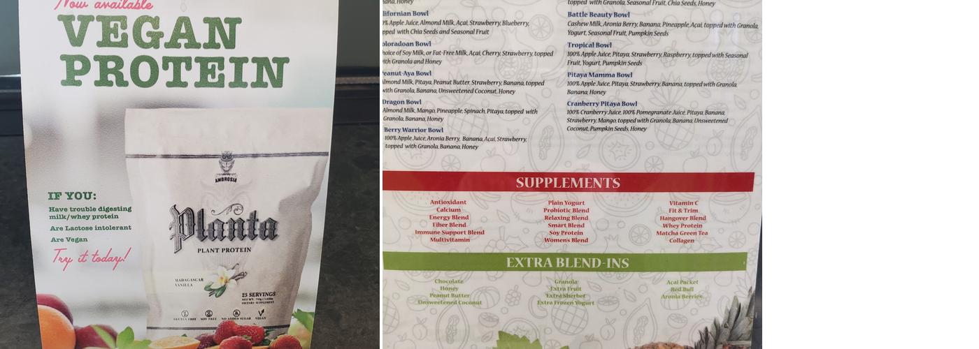 Inta Juice Menu