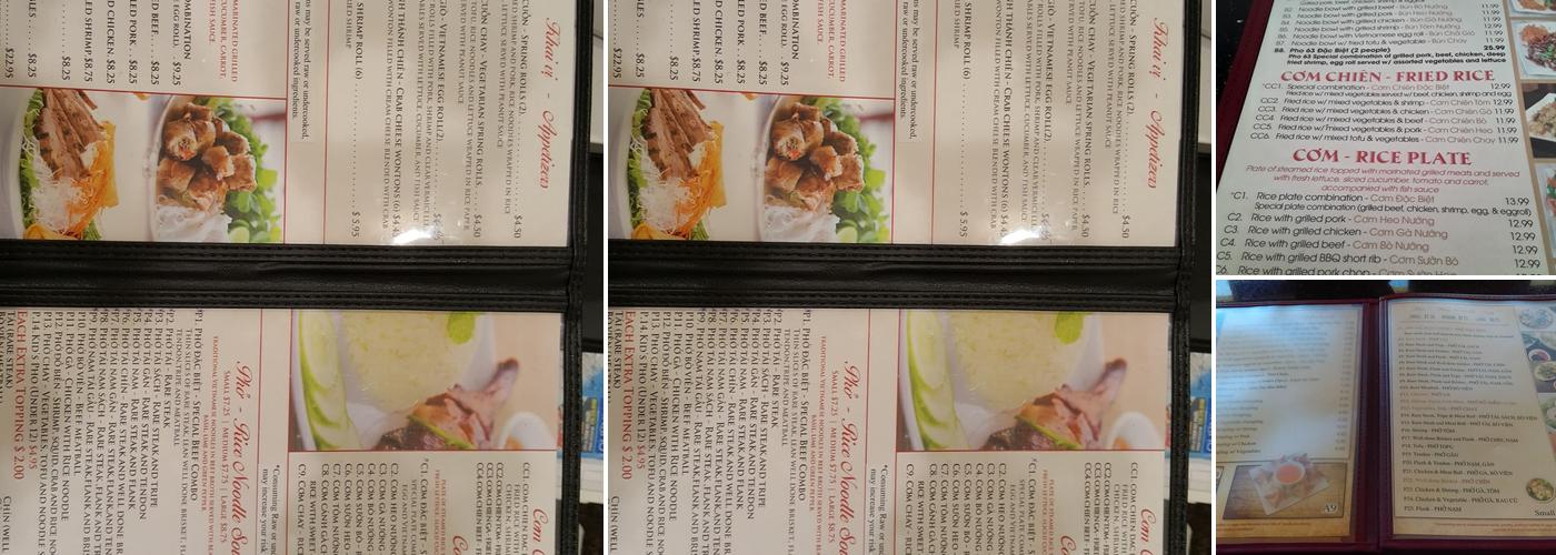 Phở 63 Menu