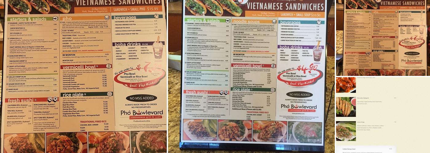 Pho Bowlevard Menu