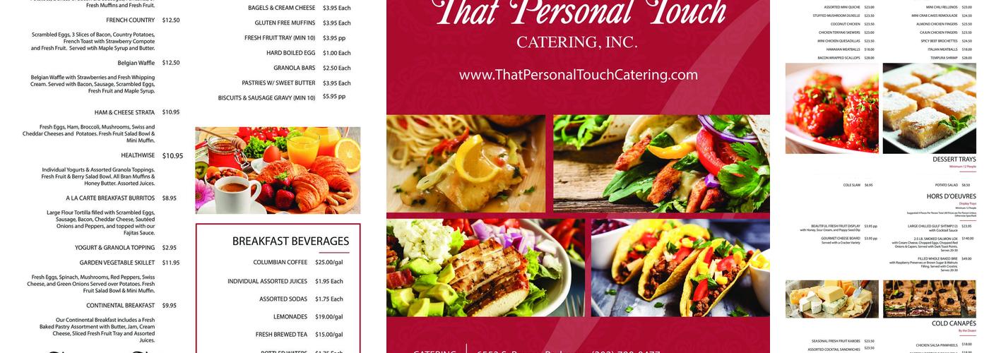 That Personal Touch Catering Menu