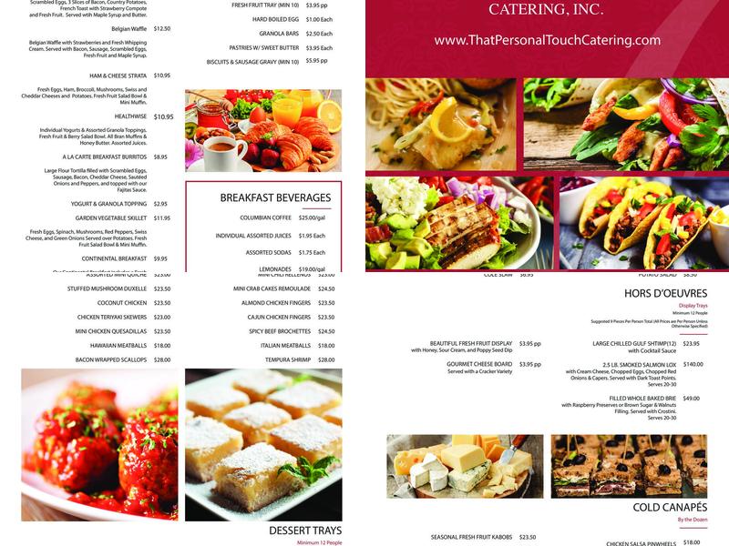 That Personal Touch Catering Menu
