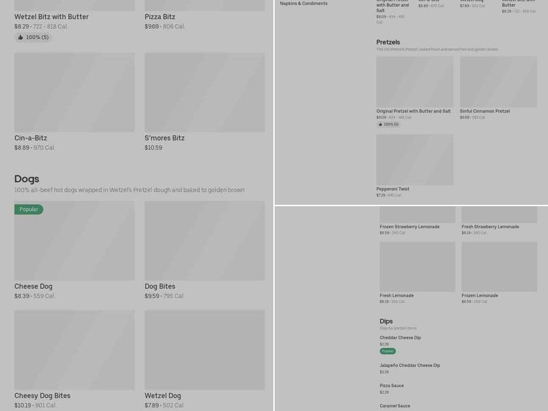 Wetzel's Pretzels Menu