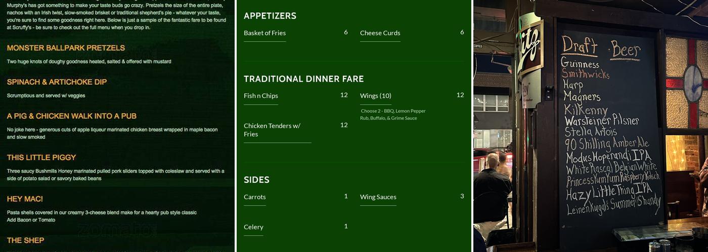Scruffy Murphy's Menu