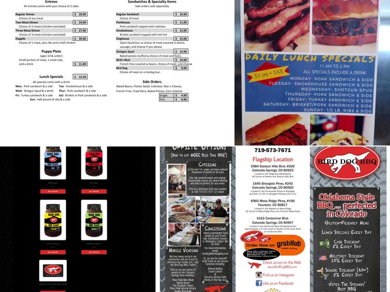 Bird Dog BBQ Menu