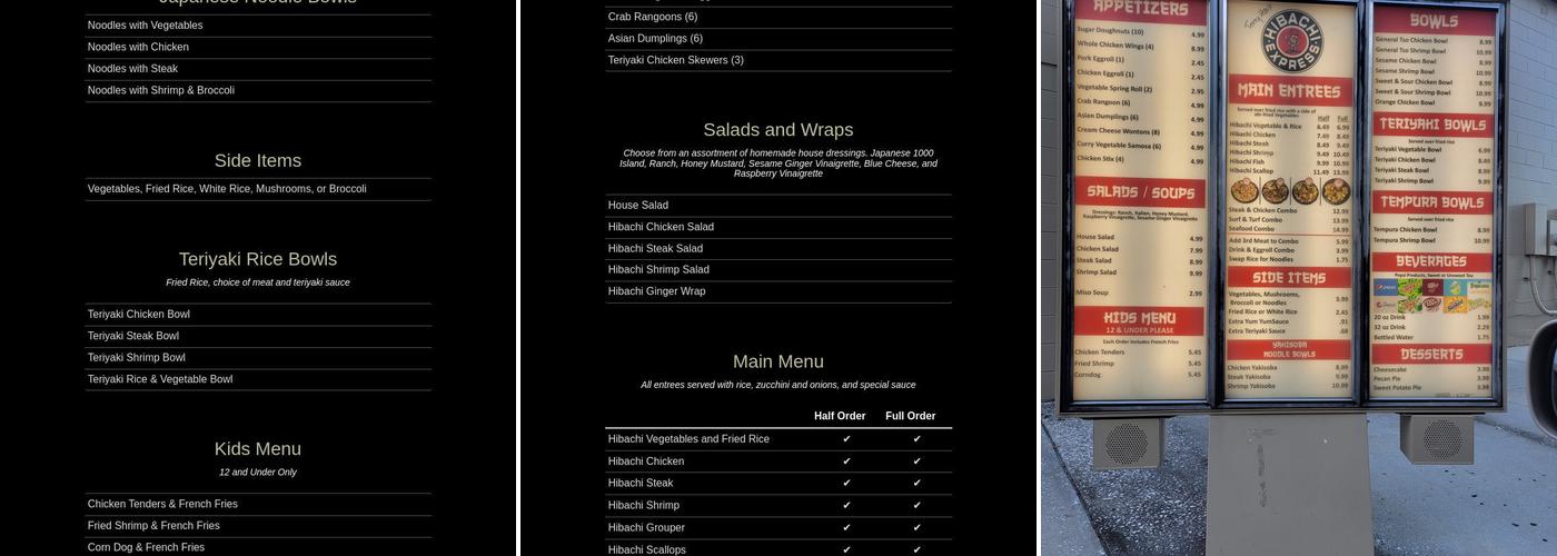 Hibachi Express Menu