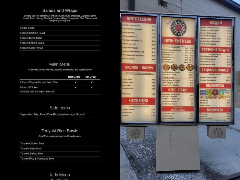 Hibachi Express Menu