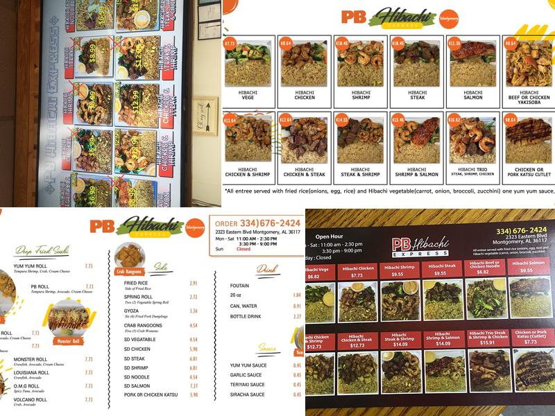 Pb hibachi express Menu