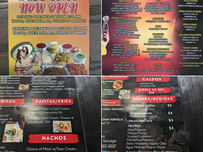 La Tia Paisa Taco Shop Menu