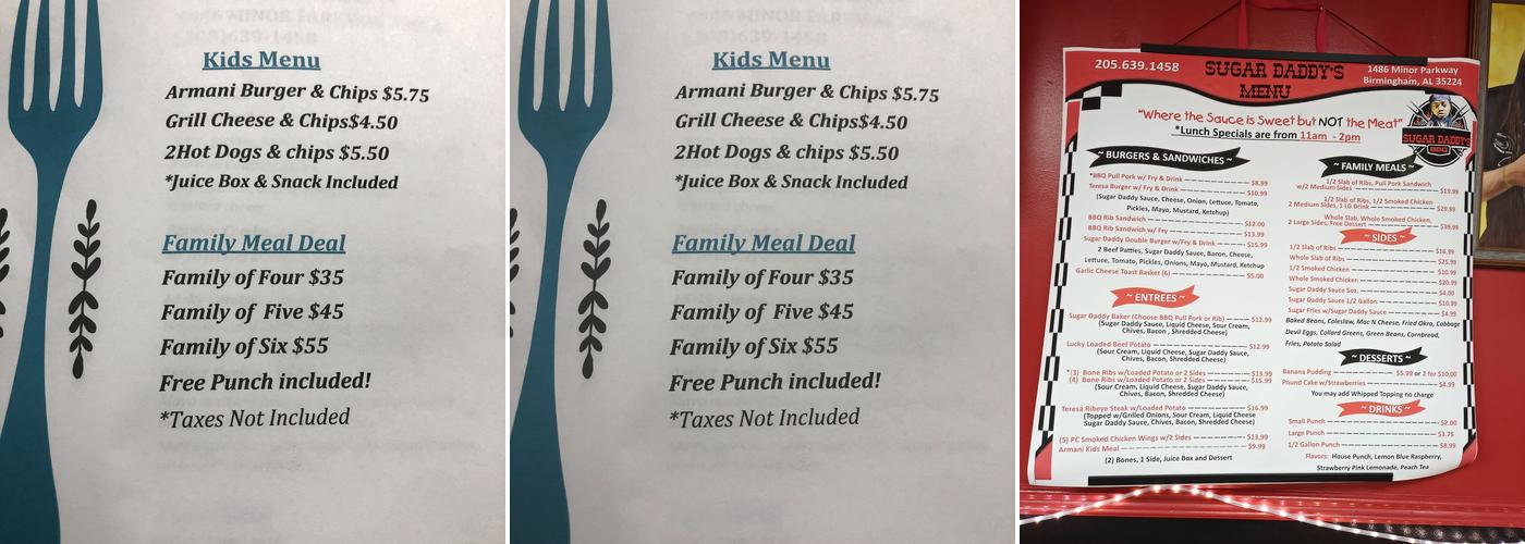 Teresa & Son Menu