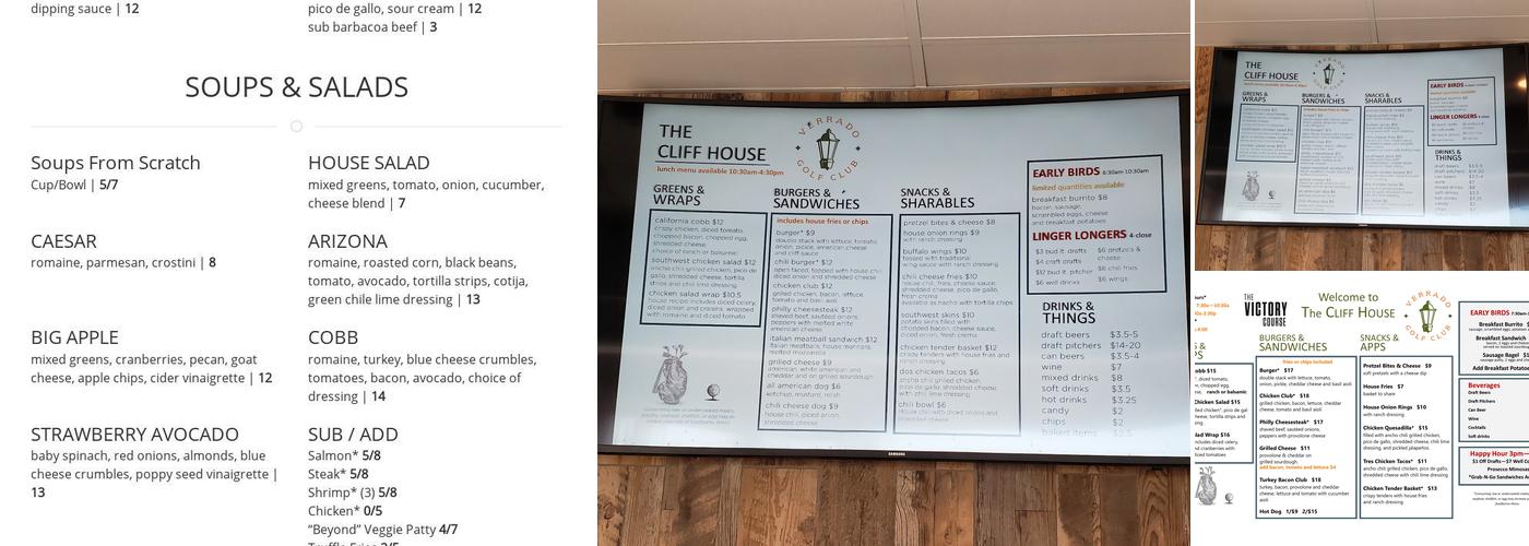 The Cliff House at The Victory Course Menu