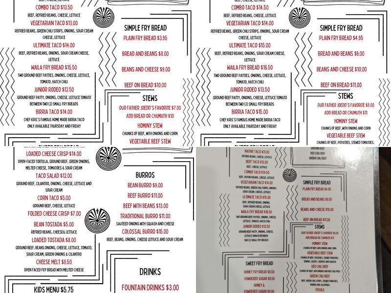 Fry Bread House Menu