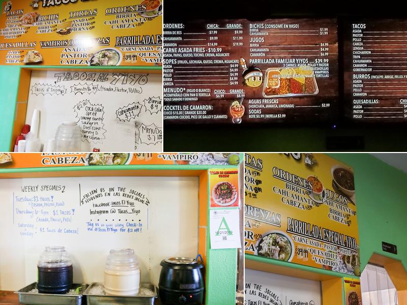 Tacos el Yiyo Menu