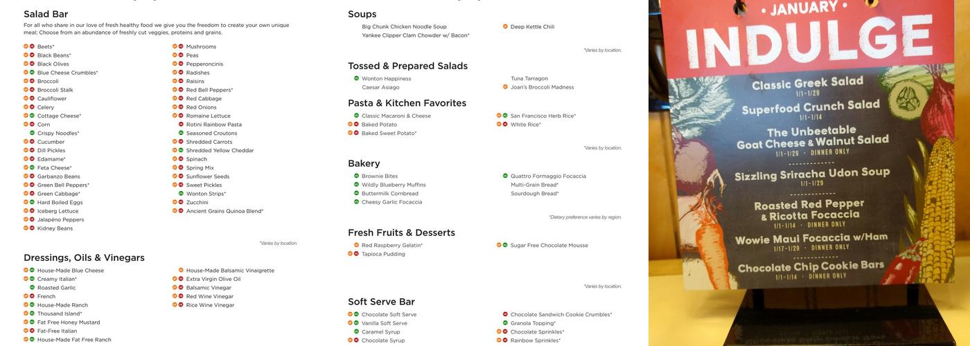 Sweet Tomatoes Menu