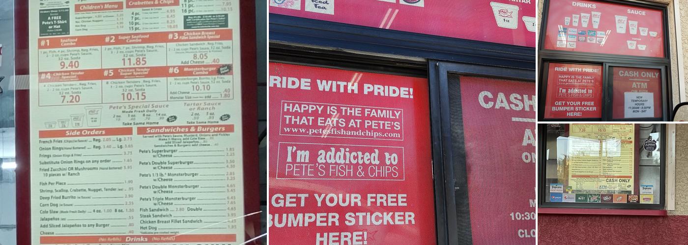 Pete's Fish & Chips Menu