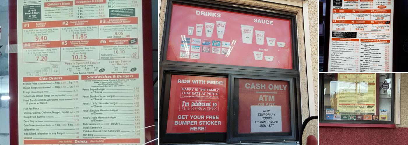 Pete's Fish & Chips Menu