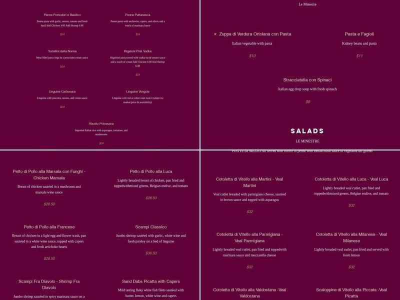 Darcy's Ristorante (aka Gianfranco's) Menu