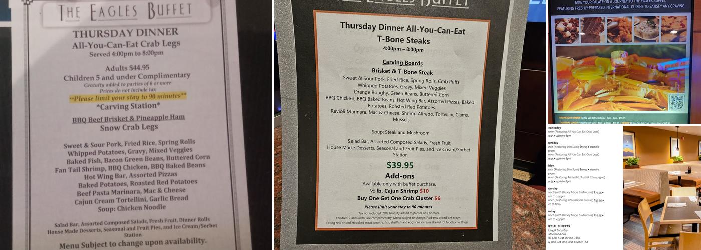 Eagles Buffet Menu
