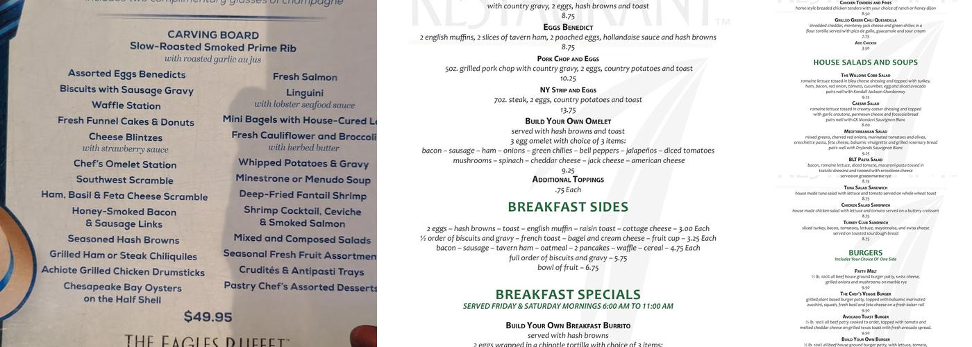 The Willows Restaurant Menu