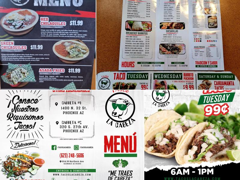 Tacos La Cabeza Menu