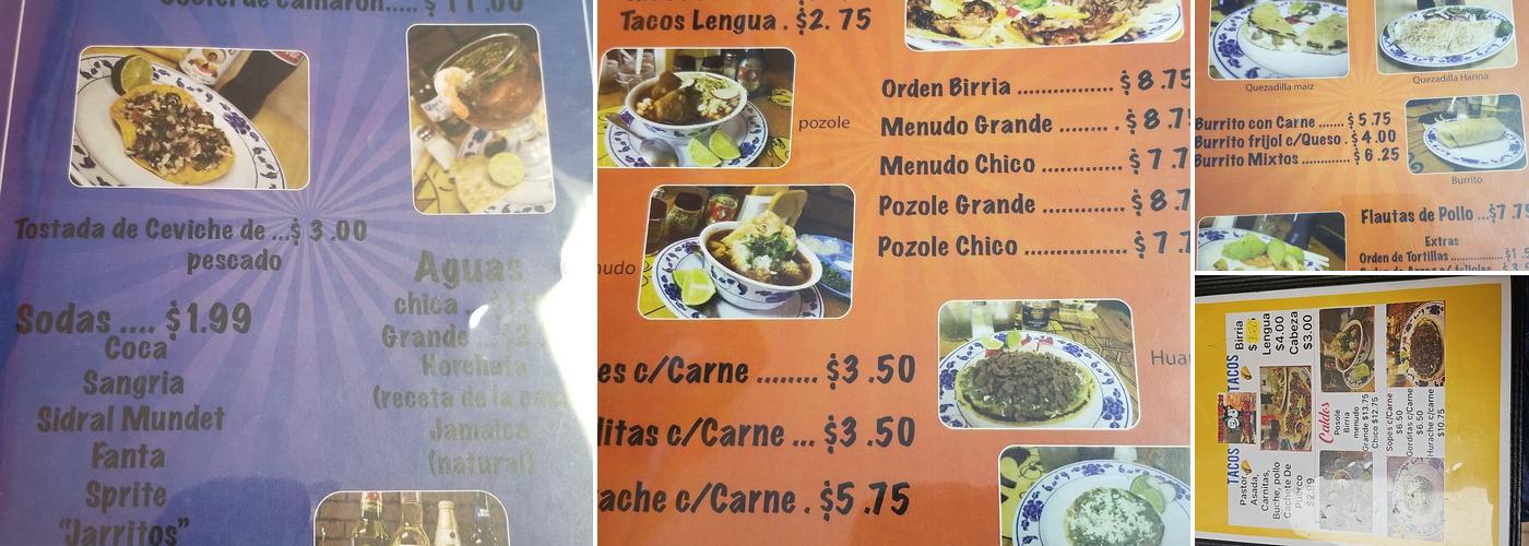 SUPER TACOS LOS CUAIS DE LAGOS Menu