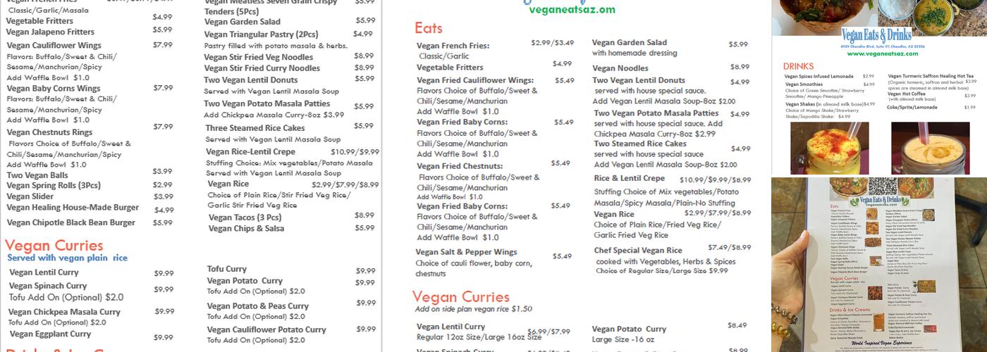 Vegan Eats And Drinks Menu
