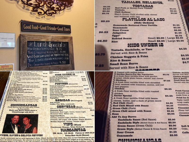 Xaviers Casa Reynoso Menu